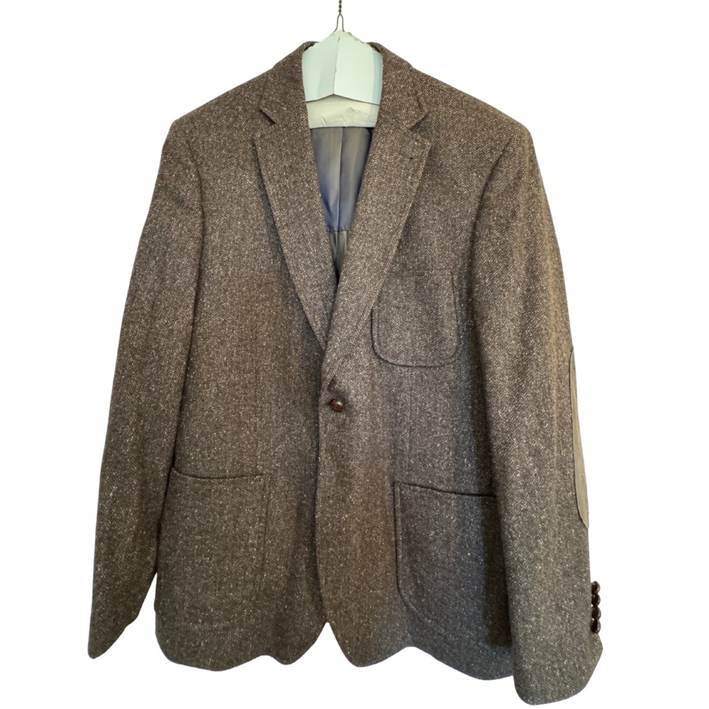 Vintage Brown Tweed Blazer Patched Elbows High Quality Clothing Like New Nice!